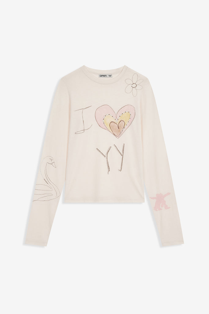 BEADED I LOVE YY TEE - WORKSOUT WORLDWIDE