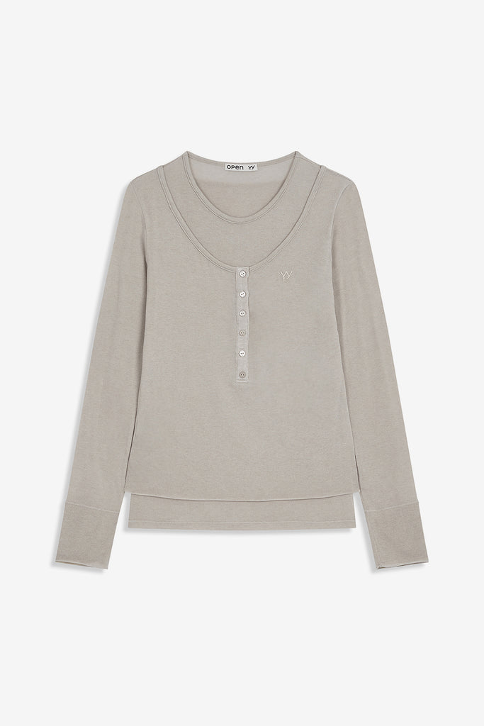 LAYERED HENLEY LOUNGE TEE - WORKSOUT WORLDWIDE