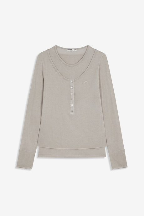 LAYERED HENLEY LOUNGE TEE