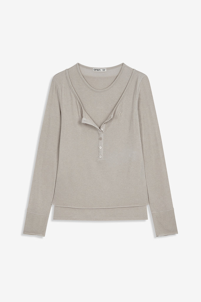 LAYERED HENLEY LOUNGE TEE - WORKSOUT WORLDWIDE