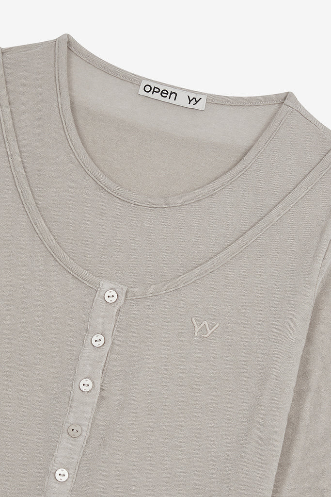 LAYERED HENLEY LOUNGE TEE - WORKSOUT WORLDWIDE