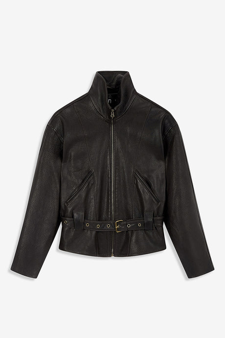 BELTED LEATHER BLOUSON