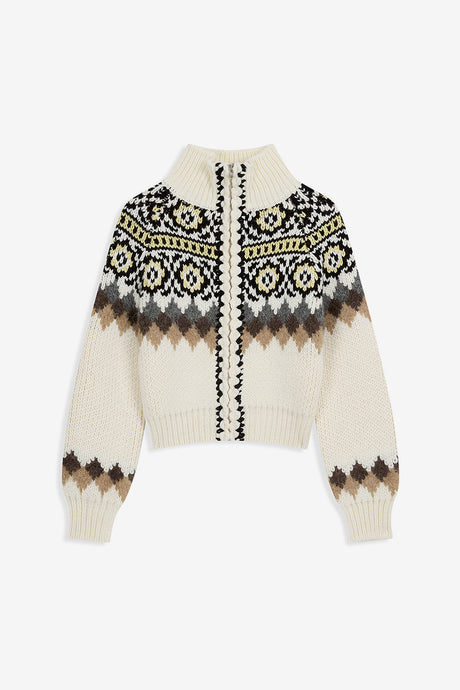 FAIR ISLE ZIP UP SWEATER