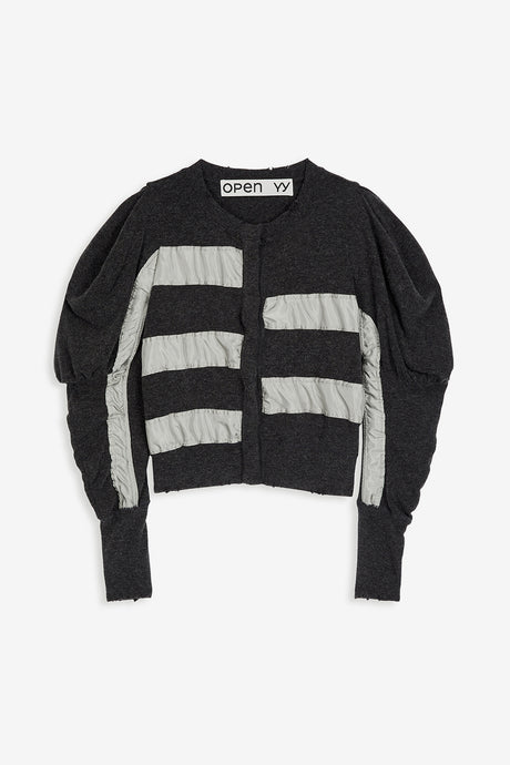 SLOUCHY PUFF PANEL CARDIGAN