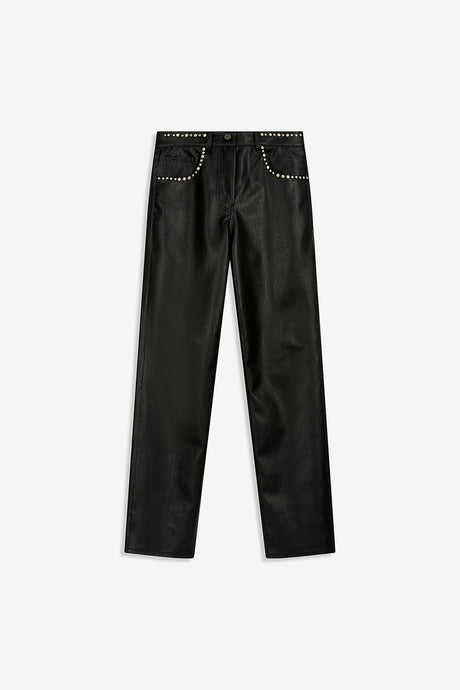 STUD FAUX LEATHER PANTS