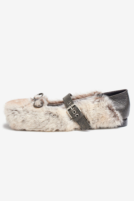FAUX FUR CONVERTIBLE BALLET FLATS