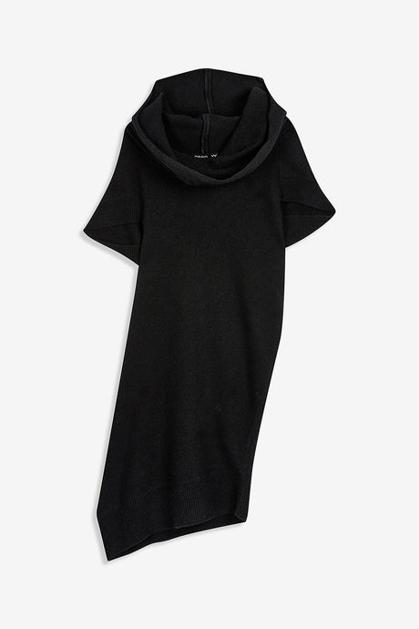 DRAPE HOOD KNIT DRESS