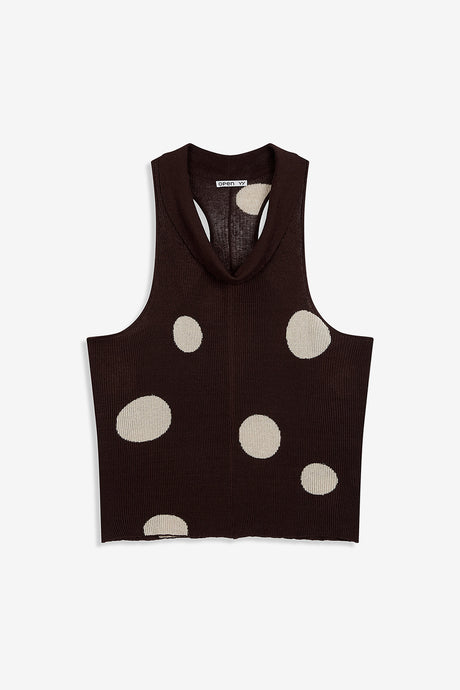 DOT COWL RIBBED DRESS