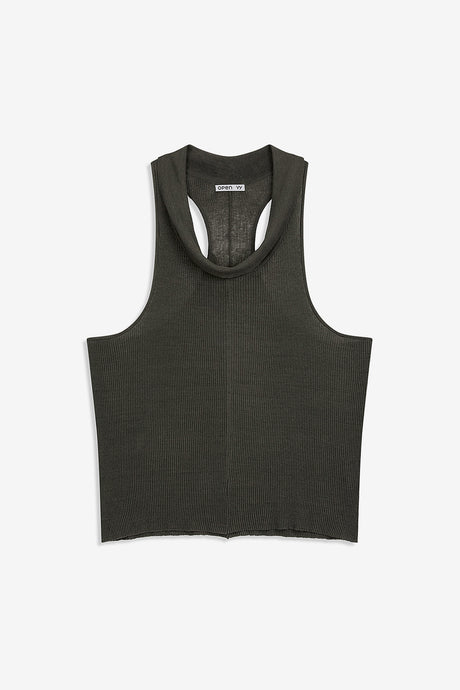 COWL RIBBED DRESS