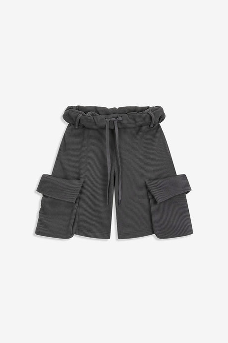 ROLLED WAIST WAFFLE CARGO SHORTS