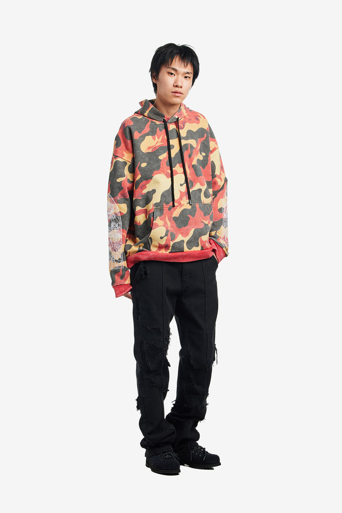 FLAME CAMO HOODED PULLOVER - WORKSOUT WORLDWIDE