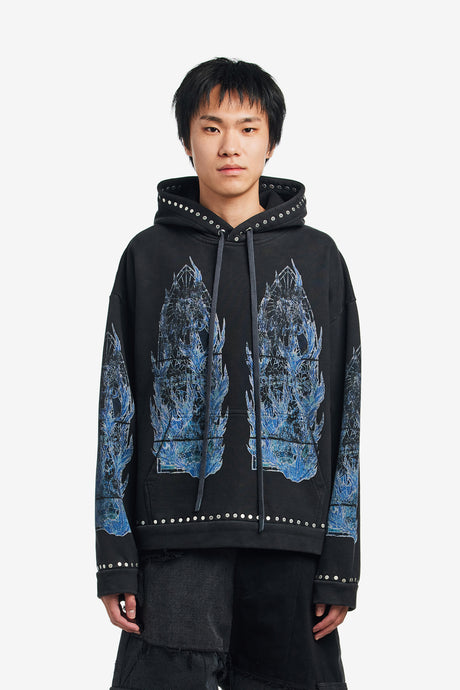FLAME GLASS HOODED PULLOVER