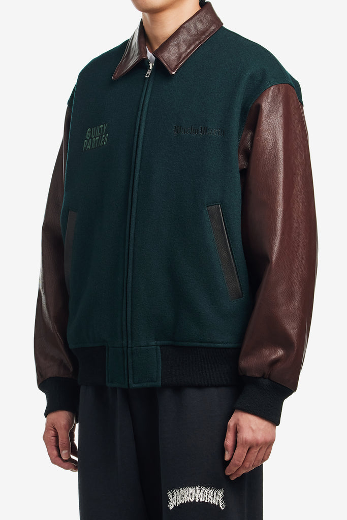 LEATHER VARSITY JACKET - WORKSOUT WORLDWIDE