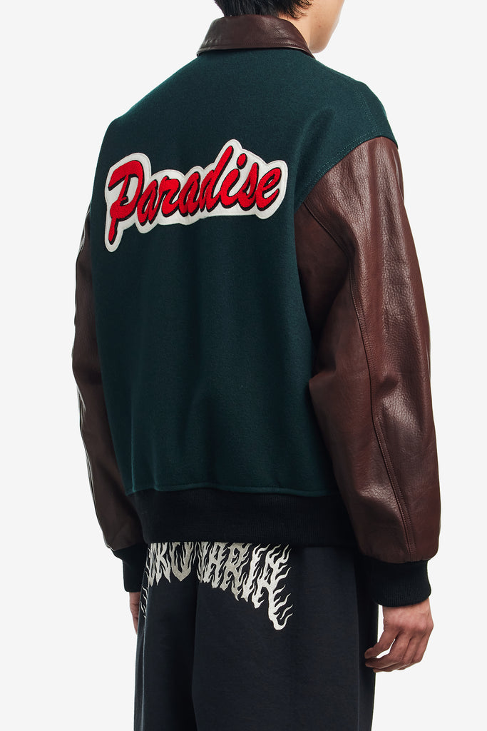 LEATHER VARSITY JACKET - WORKSOUT WORLDWIDE