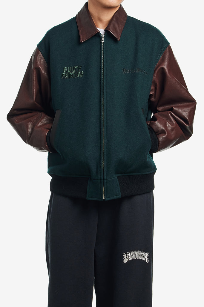 LEATHER VARSITY JACKET - WORKSOUT WORLDWIDE