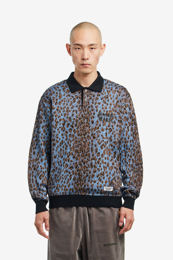 LEOPARD KNIT POLO SHIRT - WORKSOUT WORLDWIDE