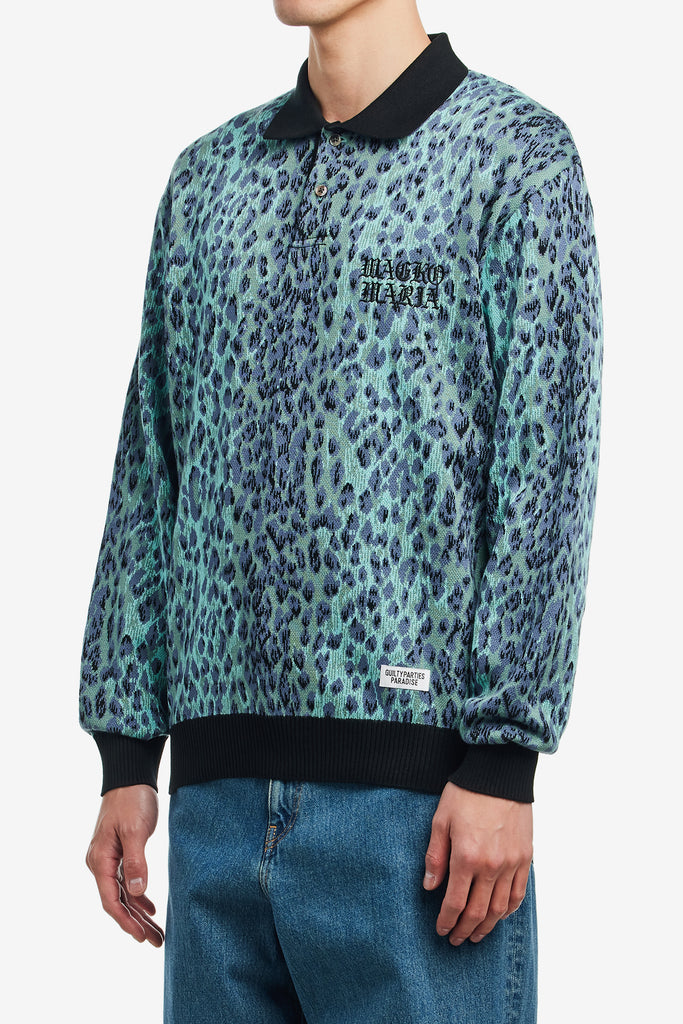 LEOPARD KNIT POLO SHIRT - WORKSOUT WORLDWIDE