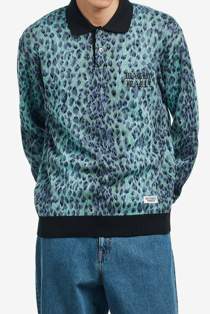 LEOPARD KNIT POLO SHIRT - WORKSOUT WORLDWIDE