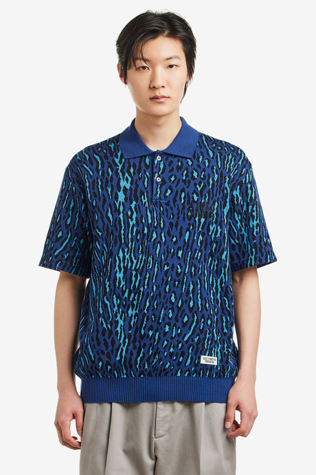 LEOPARD KNIT POLO SHIRT