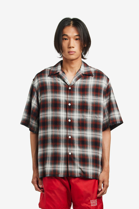 OMBRE CHECK OPEN COLLAR SHIRT S/S ( TYPE-2 )