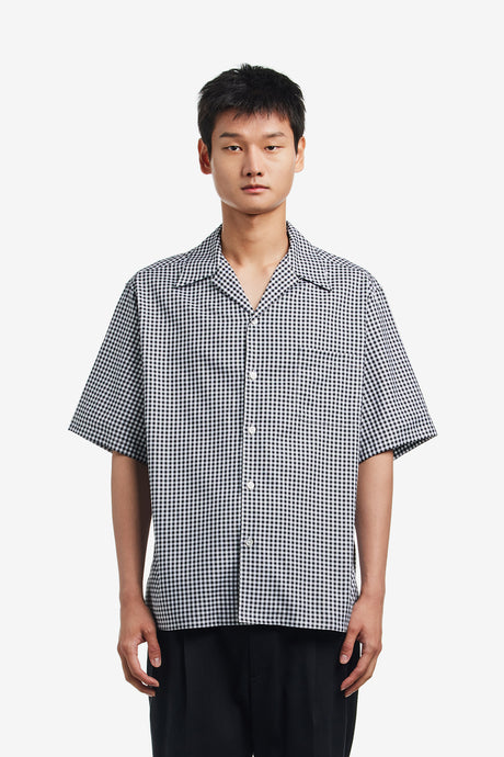 GINGHAM CHECK OPEN COLLAR SHIRT S/S