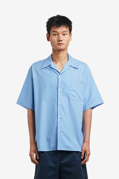 GINGHAM CHECK OPEN COLLAR SHIRT S/S