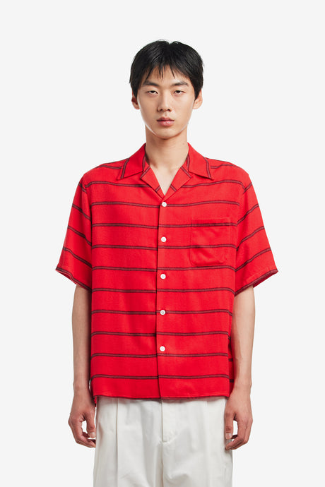 STRIPED OPEN COLLAR SHIRT S/S