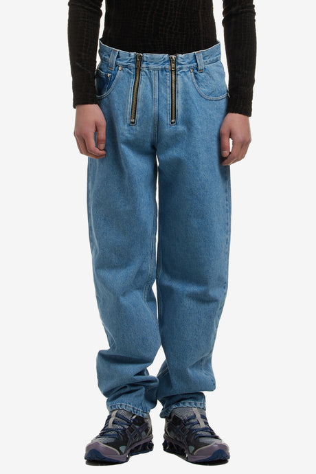 DENIM TROUSERS WITH DOUBLE ZIP