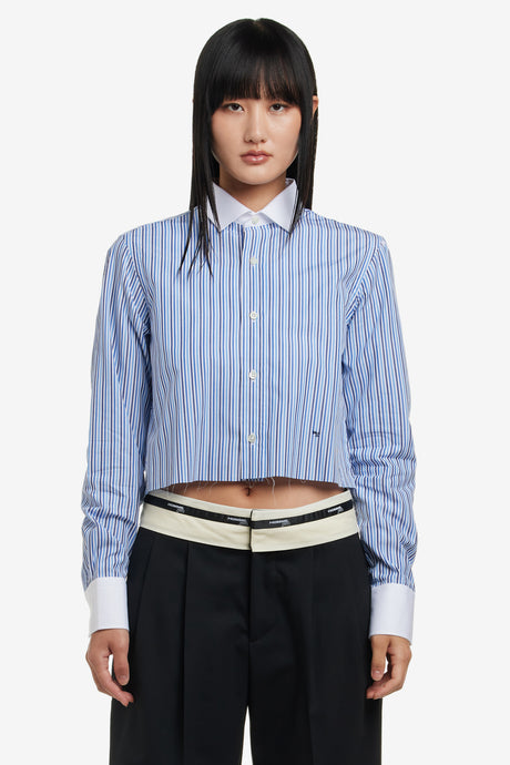 CROPPED CONTRAST COLLAR SHIRT