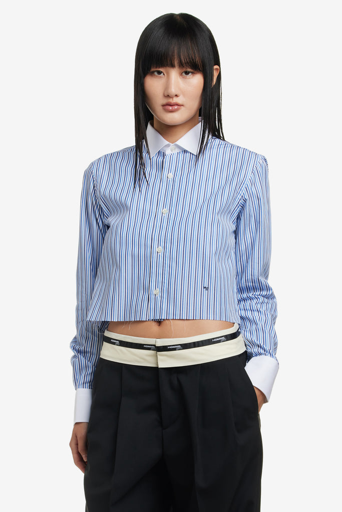 CROPPED CONTRAST COLLAR SHIRT - WORKSOUT WORLDWIDE