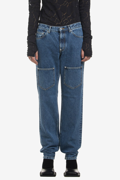 WASHED DENIM FRONT POCKET PANTS