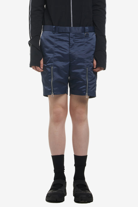 NYLON SATIN ZIP SHORTS