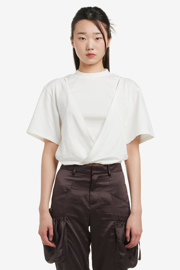 SCOOPRACER LAYERED CUTOUT CROPPED TEE - WORKSOUT WORLDWIDE