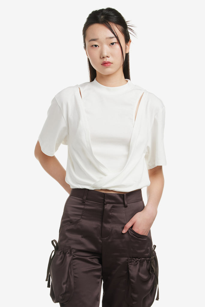 SCOOPRACER LAYERED CUTOUT CROPPED TEE - WORKSOUT WORLDWIDE