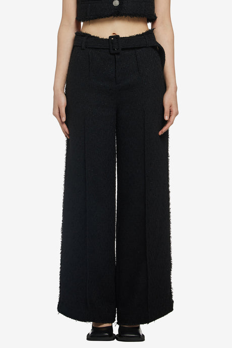 TWEED DART WIDE-LEG PANTS