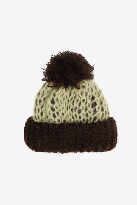 MOHAIR NET POM POM BEANIE