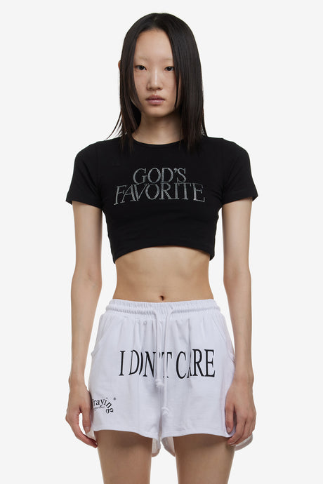 GODS FAVORITE RHINESTONE CROP TEE
