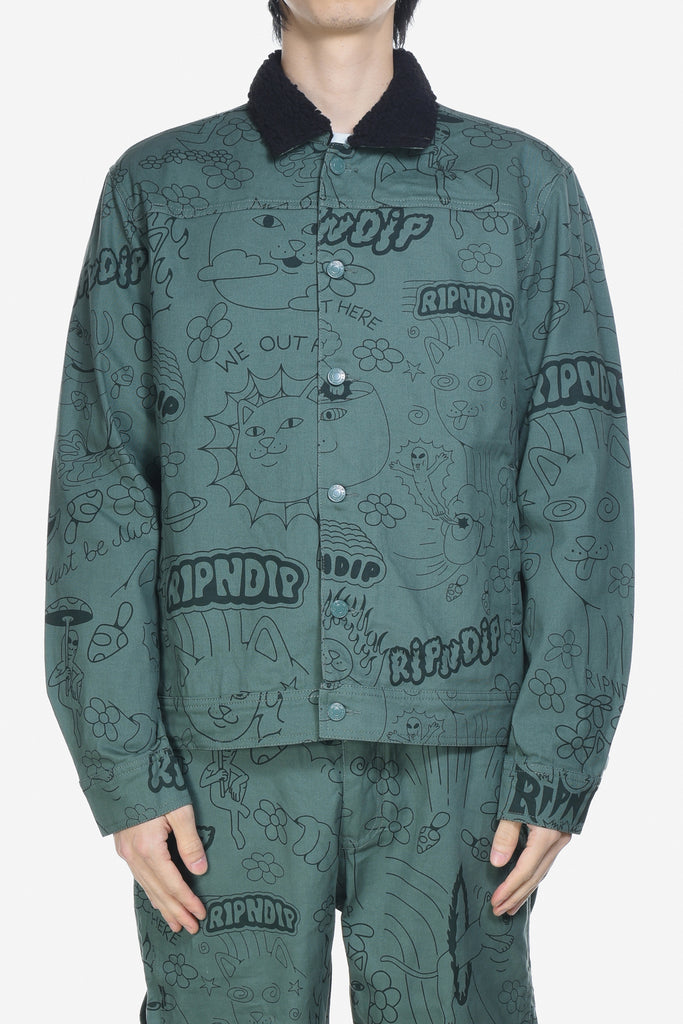 SCRIBBLE BUTTON UP JACKET - WORKSOUT WORLDWIDE