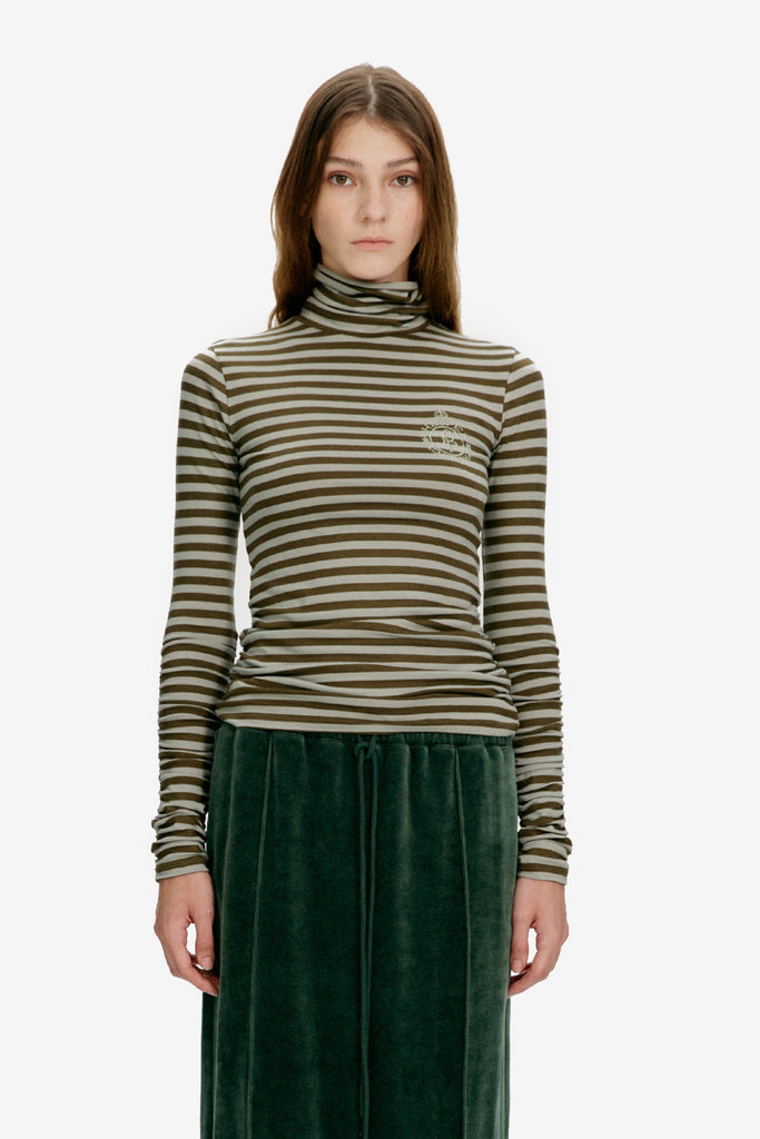 STRIPE TURTLE NECK TOP - WORKSOUT WORLDWIDE