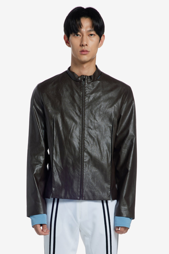 SLIT VEGAN LEATHER JACKET - WORKSOUT Worldwide