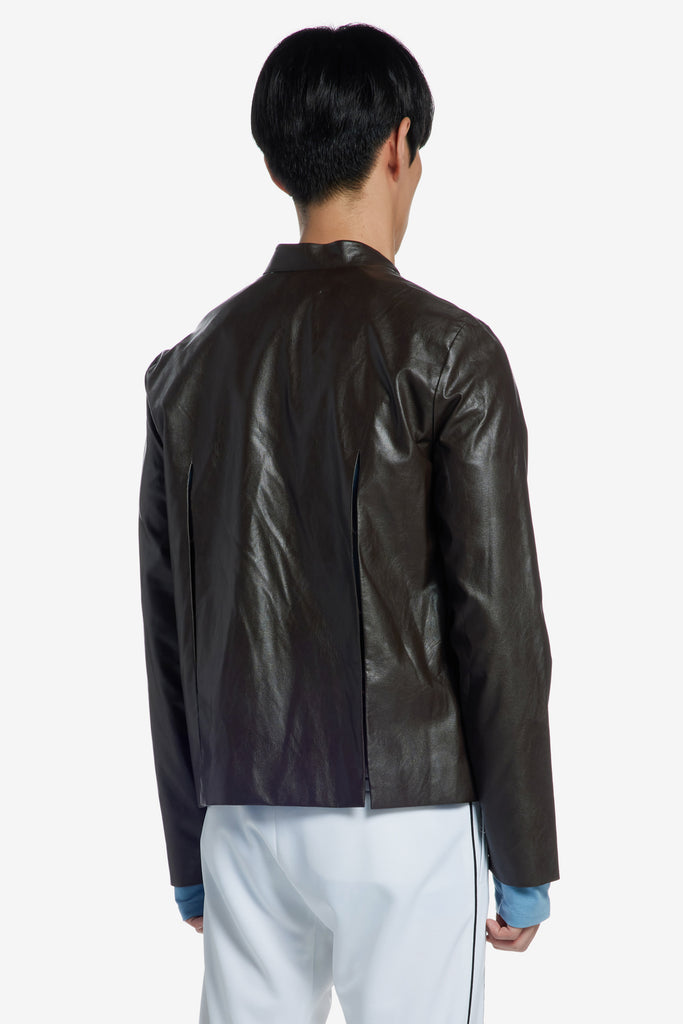 SLIT VEGAN LEATHER JACKET - WORKSOUT Worldwide