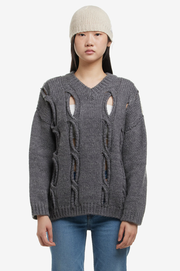 BACK STRIPE CUT OUT KNIT SWEATER - WORKSOUT Worldwide