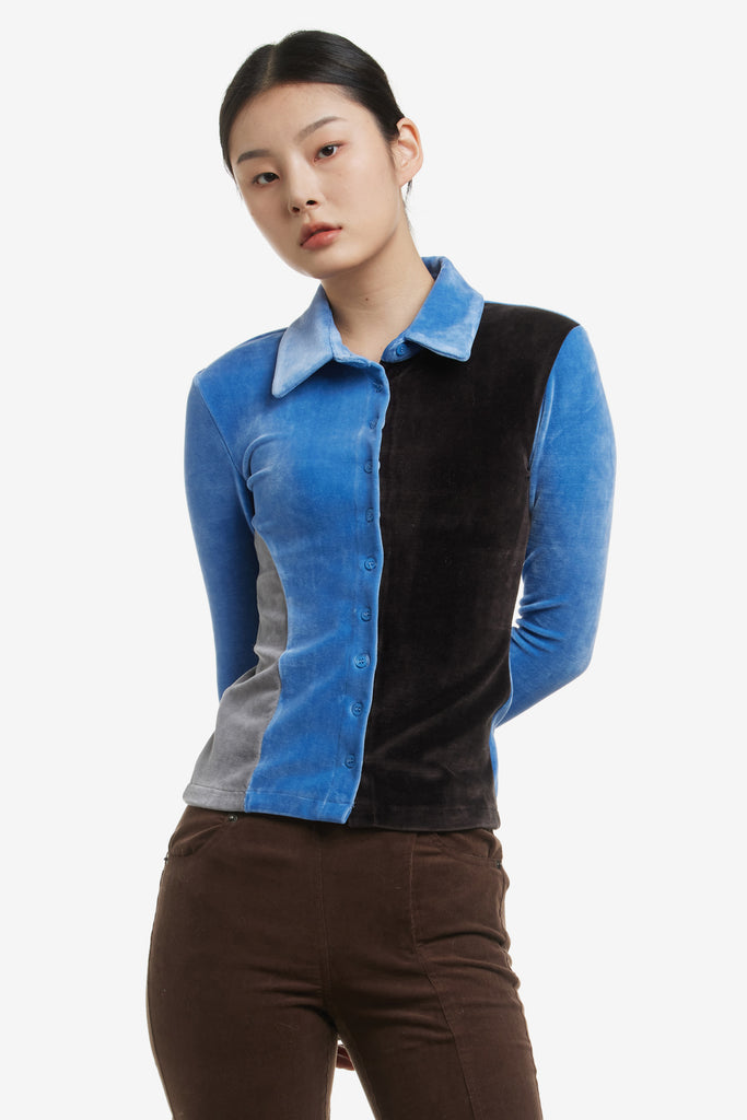 PANELLED VELVET FITTED SHIRT - WORKSOUT Worldwide