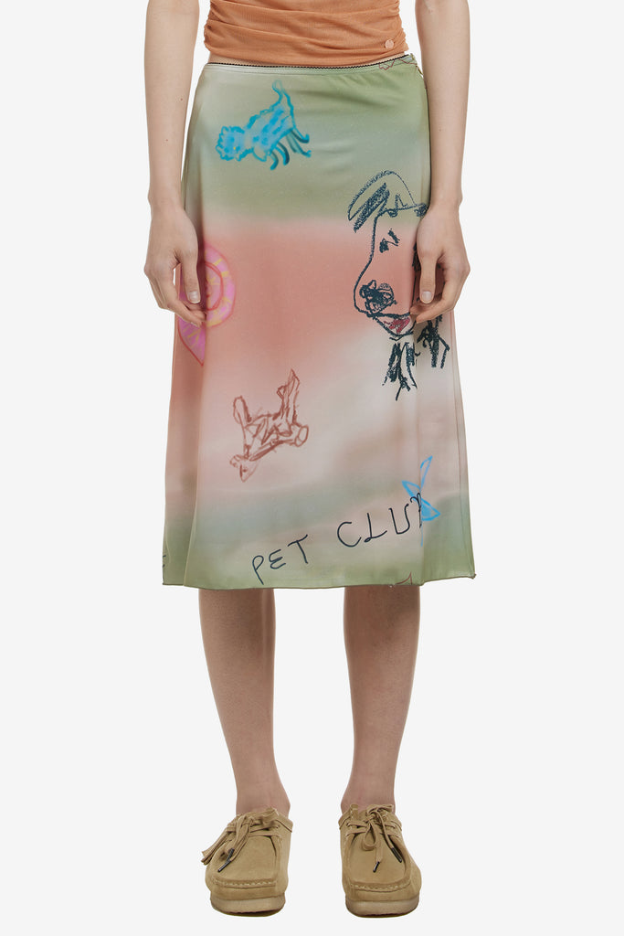 PET DRAWING MIDI SKIRT - WORKSOUT WORLDWIDE