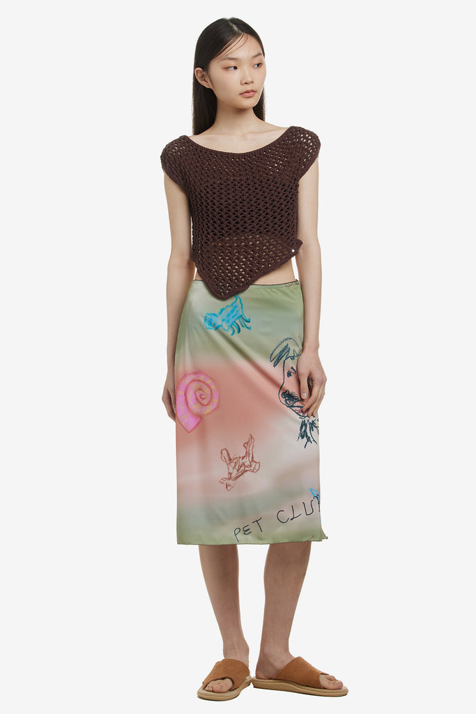 PET DRAWING MIDI SKIRT - WORKSOUT WORLDWIDE