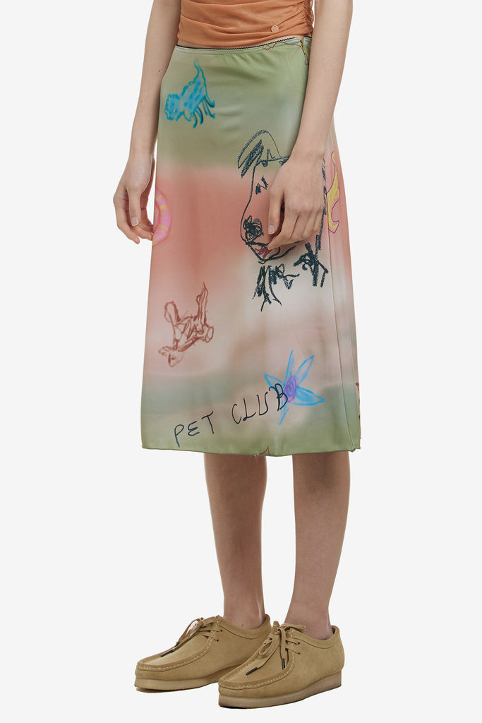 PET DRAWING MIDI SKIRT - WORKSOUT WORLDWIDE