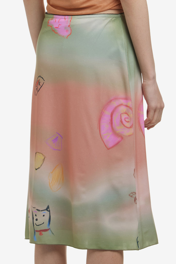 PET DRAWING MIDI SKIRT - WORKSOUT WORLDWIDE