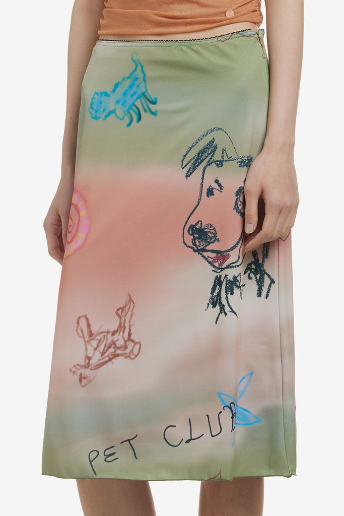 PET DRAWING MIDI SKIRT - WORKSOUT WORLDWIDE