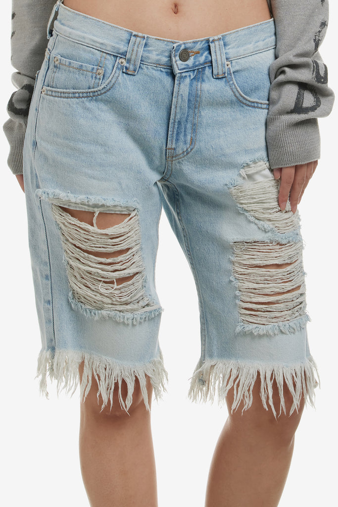 DISTRESSED DENIM SHORTS - WORKSOUT WORLDWIDE