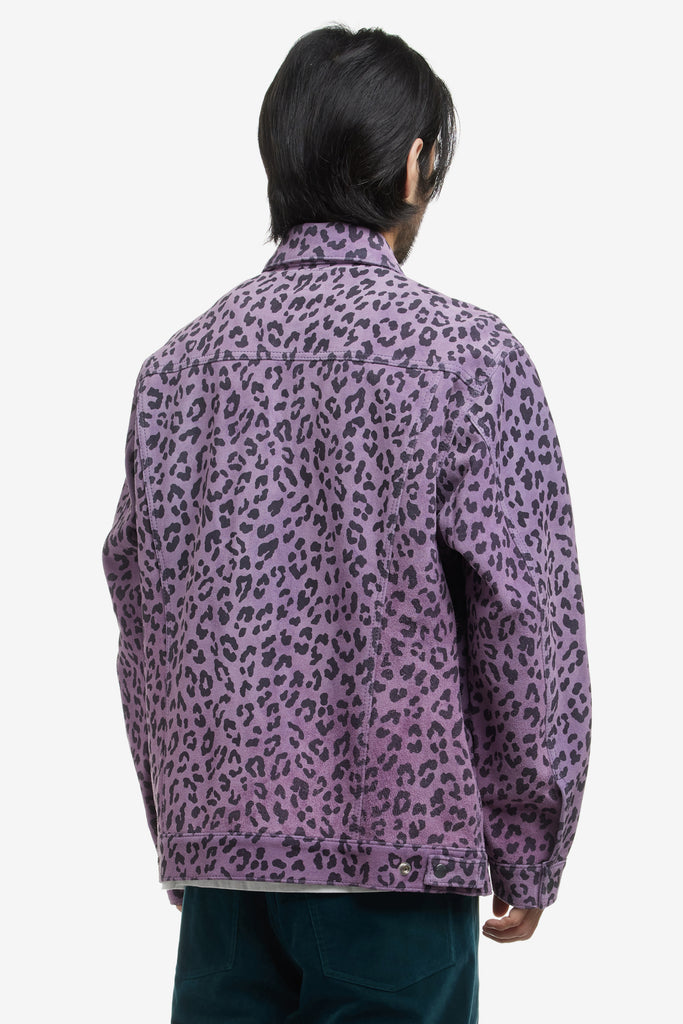 LEATHER LEOPARD TRUCKER JACKET - WORKSOUT WORLDWIDE